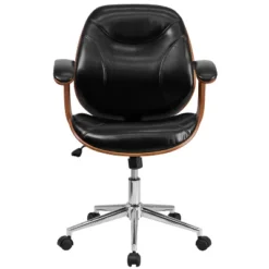 Flash Furniture Tansia Mid-Back Black LeatherSoft Executive Ergonomic Wood Swivel Office Chair With Arms -Furniture Hotsale Shop GUEST 4188d00b 6357 4e8f 827d c72bd95de984