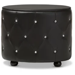 Davina Hollywood Glamour Style Oval 2 - Drawer Faux Leather Upholstered Nightstand - Baxton Studio -Furniture Hotsale Shop GUEST 4230e6b3 7280 46cb 853c 834580ffa227