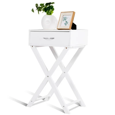 Costway 2 PCS Nightstand X-Shape Drawer Accent Side End Table Modern Home Furniture White 3 Costway 2 PCS Nightstand X-Shape Drawer Accent Side End Table Modern Home Furniture White