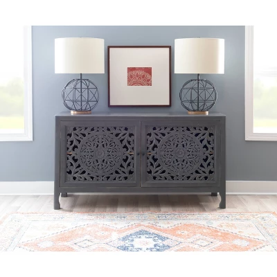 Heady 2 Door Carved Cabinet - Powell Company 3 Heady 2 Door Carved Cabinet - Powell Company