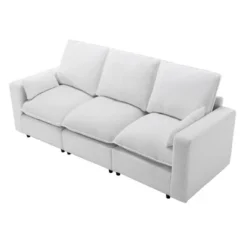 3 Seat Sofa With Removable Cushions And 2 Pillows, Teddy Fabric Upholstered Couch-ModernLuxe -Furniture Hotsale Shop GUEST 4495d5b4 13a9 4d61 af92 9e843c2322b8
