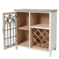 LuxenHome Distressed White And Gray Wood 1-Door Storage Wine Cabinet -Furniture Hotsale Shop GUEST 45a301ad 323c 449b b3a5 1da36a9558fc