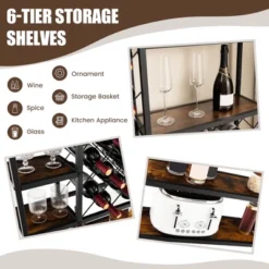 Costway Industrial Wine Rack Multi-purpose Freestanding Bakers Rack With Glass Holder 16 Costway Industrial Wine Rack Multi-purpose Freestanding Bakers Rack With Glass Holder -Furniture Hotsale Shop GUEST 45b1a900 dd21 4a58 83d6 464bfac68bf1