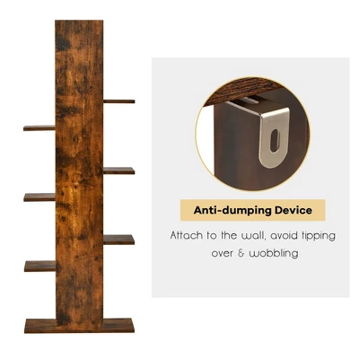 Costway 8-shelf Bookcase Freestanding Tree Shelf Display Storage Stand BlackWhite 10 Costway 8-shelf Bookcase Freestanding Tree Shelf Display Storage Stand BlackWhite - Image 8