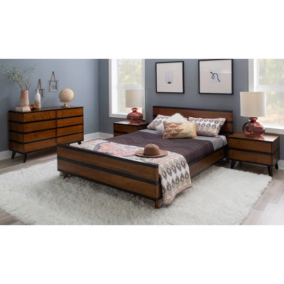 Mid-Century Modern 2 Drawer Nightstand Walnut - Linon 14 Mid-Century Modern 2 Drawer Nightstand Walnut - Linon - Image 12