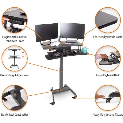 Cruizer Premier Electric Height Adjustable Mobile Podium With Keyboard Tray – Black – Stand Steady 6 Cruizer Premier Electric Height Adjustable Mobile Podium With Keyboard Tray – Black – Stand Steady - Image 4