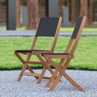 Emma And Oliver Set Of Two Weather Resistant All Natural Acacia Wood Folding Bistro Chairs With Textilene Mesh Seats And Backs 3 Emma And Oliver Set Of Two Weather Resistant All Natural Acacia Wood Folding Bistro Chairs With Textilene Mesh Seats And Backs