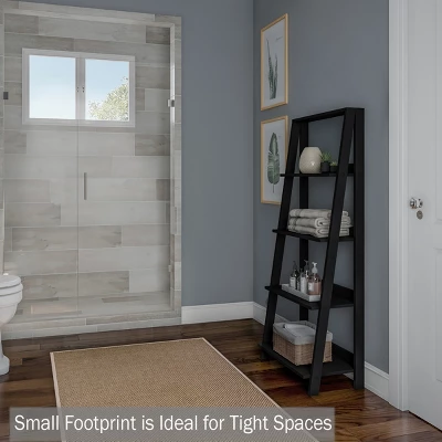 Lavish Home 4-Tier Ladder Bookshelf Freestanding Wooden Bookcase, Black 7 Lavish Home 4-Tier Ladder Bookshelf Freestanding Wooden Bookcase, Black - Image 5