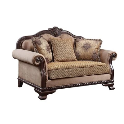 69" Chateau De Ville Fabric Sofa Espresso Finish - Acme Furniture 4 69" Chateau De Ville Fabric Sofa Espresso Finish - Acme Furniture - Image 2