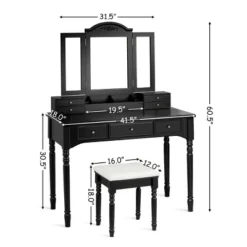 Costway 7 Drawers Vanity Set Dressing Table W/ Tri-Folding Mirror 16 Costway 7 Drawers Vanity Set Dressing Table W/ Tri-Folding Mirror -Furniture Hotsale Shop GUEST 4b1da2e8 fd25 4517 8385 9458c7321b8f