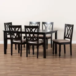 7pc Reneau Upholstered Wood Dining Set Sand Brown/Espresso - Baxton Studio 13 7pc Reneau Upholstered Wood Dining Set Sand Brown/Espresso - Baxton Studio -Furniture Hotsale Shop GUEST 4b63f785 7947 4a86 819e 5e6ab7994017