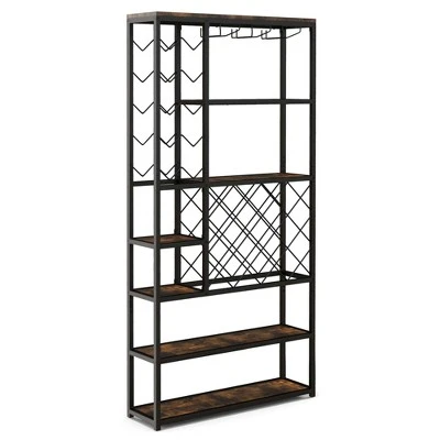 Costway Industrial Wine Rack Multi-purpose Freestanding Bakers Rack With Glass Holder 11 Costway Industrial Wine Rack Multi-purpose Freestanding Bakers Rack With Glass Holder - Image 9