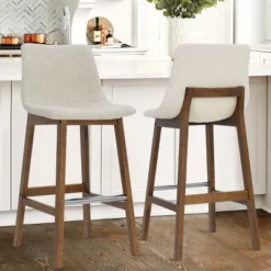 South 28" Seat Height Upholstered Bar Stool With Rubberwood Legs And Stainless Steel Foot Rest(Set Of 2) -The Pop Maison -Furniture Hotsale Shop GUEST 4cacfe6a 6c31 4a9f 9c8a b8a07fda8d2d
