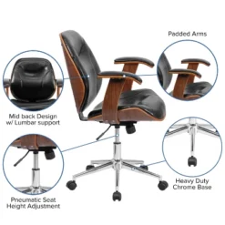 Merrick Lane Mid-Back Ergonomic Office Chair Executive Swivel Bentwood Frame Desk Chair In Black Faux Leather 21 Merrick Lane Mid-Back Ergonomic Office Chair Executive Swivel Bentwood Frame Desk Chair In Black Faux Leather -Furniture Hotsale Shop GUEST 4d0fd2c6 6d50 43f0 b9c4 c1ae43949c69 1