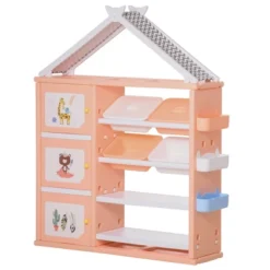 Qaba Kids Toy Storage Organizer With 4 Bins, Storage Cabinets, Bookshelf And 4-Layers Toy Collection Shelves -Furniture Hotsale Shop GUEST 4d72b102 fba3 4301 b1a2 668b39a3dfb4
