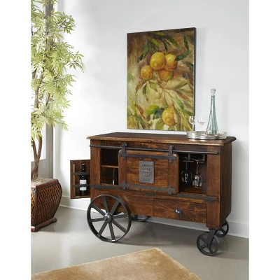Palmer 2 Doors And Drawers Wine Cart Brown - Treasure Trove Accents 7 Palmer 2 Doors And Drawers Wine Cart Brown - Treasure Trove Accents - Image 5