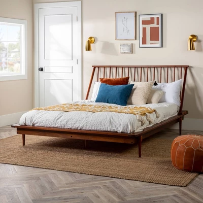 Boho Solid Wood Spindle Platform Bed - Saracina Home 3 Boho Solid Wood Spindle Platform Bed - Saracina Home