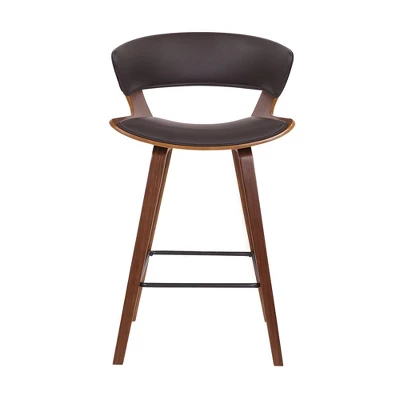 26" Jagger Faux Leather Wood Counter Height Barstool - Armen Living 6 26" Jagger Faux Leather Wood Counter Height Barstool - Armen Living - Image 4