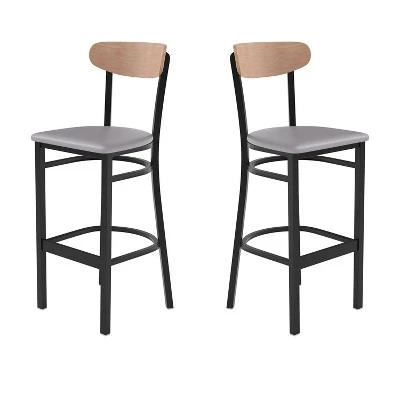 Flash Furniture Wright Set Of 2 Commercial Grade Barstools With 500 LB. Capacity Steel Frame, Solid Wood Seat, And Boomerang Back 16 Flash Furniture Wright Set Of 2 Commercial Grade Barstools With 500 LB. Capacity Steel Frame, Solid Wood Seat, And Boomerang Back - Image 14