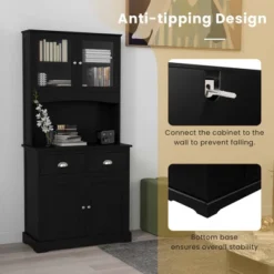 Costway 67'' Storage Cabinet Closet Kitchen Pantry Cupboard With Adjustable Shelves Black/White -Furniture Hotsale Shop GUEST 503f522a af65 4694 b6f0 0ac87659a492
