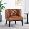 Clough Contemporary Faux Leather Tufted Accent Chair Cognac Brown/Dark Brown - Christopher Knight Home -Furniture Hotsale Shop GUEST 508795b5 3a7d 4e38 ae82 130ccd4c6a21