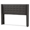 King Ginaro Modern And Contemporary Fabric Button Tufted Nail Head Winged Headboard Dark Gray - Baxton Studio