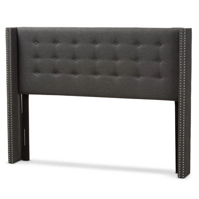 King Ginaro Modern And Contemporary Fabric Button Tufted Nail Head Winged Headboard Dark Gray - Baxton Studio 3 King Ginaro Modern And Contemporary Fabric Button Tufted Nail Head Winged Headboard Dark Gray - Baxton Studio