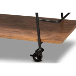 3 Tier Bernard Industrial Metal And Wood Mobile Wine Bar Cart Black/Walnut - Baxton Studio -Furniture Hotsale Shop GUEST 5134988b bb12 46aa b422 e2168bb65de2