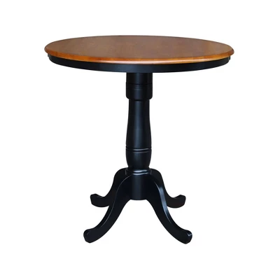 36" Patrick Round Pedestal Counter Height Dining Set With 2 Emily Stools Black/Cherry - International Concepts 4 36" Patrick Round Pedestal Counter Height Dining Set With 2 Emily Stools Black/Cherry - International Concepts - Image 2