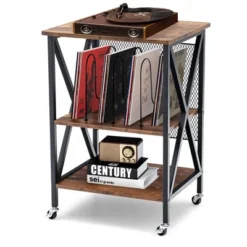 Costway 3-tier Rolling Turntable Stand Vinyl Record Storage Shelf With 3 Dividers & Wheels -Furniture Hotsale Shop GUEST 5497e518 5d1d 4465 9f8c d586aaa956b5