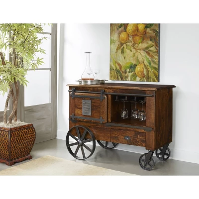 Palmer 2 Doors And Drawers Wine Cart Brown - Treasure Trove Accents 8 Palmer 2 Doors And Drawers Wine Cart Brown - Treasure Trove Accents - Image 6