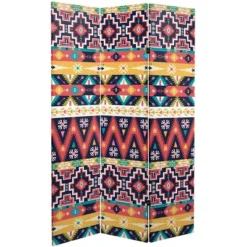 6" Double Sided Ikat Canvas Room Divider - Oriental Furniture