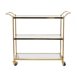 Modern 3 Shelf Metal Bar Cart Brass - Olivia & May
