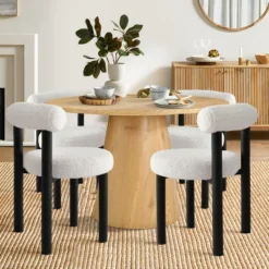 Dwen+Shaun 5-Piece 46" Manufactured Grain And 18.5" Wide 4 Round Seat Beige Boucle Chairs Modern Round Dining Table Set-The Pop Maison 21 Dwen+Shaun 5-Piece 46" Manufactured Grain And 18.5" Wide 4 Round Seat Beige Boucle Chairs Modern Round Dining Table Set-The Pop Maison -Furniture Hotsale Shop GUEST 57ba530e 92a0 43b3 95e3 8cdf45c3497e