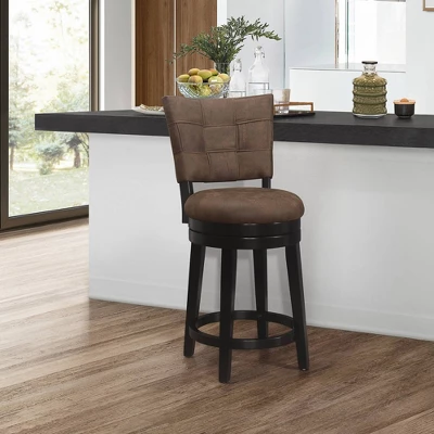 26" Kaede Wood And Upholstered Swivel Counter Height Barstool Black/Chestnut - Hillsdale Furniture 9 26" Kaede Wood And Upholstered Swivel Counter Height Barstool Black/Chestnut - Hillsdale Furniture - Image 7