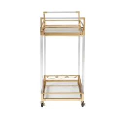 Savannah Metal And Glass Wine Cart Gold/Clear - Baxton Studio -Furniture Hotsale Shop GUEST 5885f2b8 da08 472d ae14 a168a0e3fd05