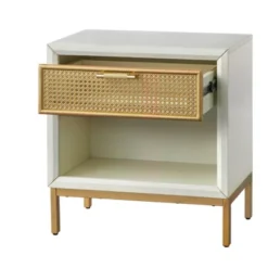 Lati Rattan Drawer End Table White/Natural - Buylateral -Furniture Hotsale Shop GUEST 59eafa8d ecb7 42cb 8907 520d2d9c780a