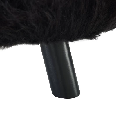 Faux Fur Foot Stool - Linon 7 Faux Fur Foot Stool - Linon - Image 5