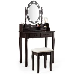Costway Makeup Vanity Dressing Table Set W/10 Dimmable Bulbs Cushioned Stool -Furniture Hotsale Shop GUEST 5c21d327 bacd 45ff b147 2985021d46df