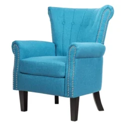 Costway Modern Tufted Upholstered Single Sofa W/ Rubber Wood Legs Blue GreyBeige -Furniture Hotsale Shop GUEST 5d3bbaed a211 4928 bf34 60fccac46f45