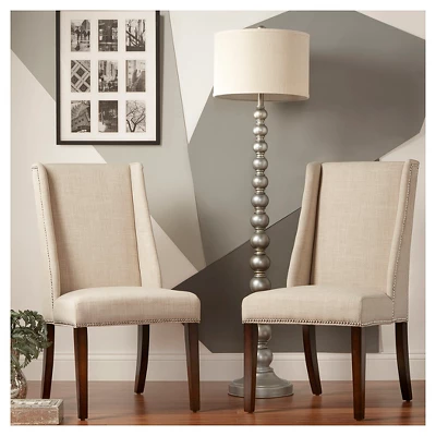 Set Of 2 Harlow Wingback Dining Chair With Nailheads Oatmeal - Inspire Q 5 Set Of 2 Harlow Wingback Dining Chair With Nailheads Oatmeal - Inspire Q - Image 3