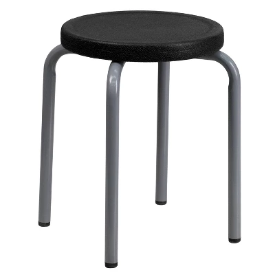 Flash Furniture Stackable Stool With Silver Powder Coated Frame 6 Flash Furniture Stackable Stool With Silver Powder Coated Frame - Image 4