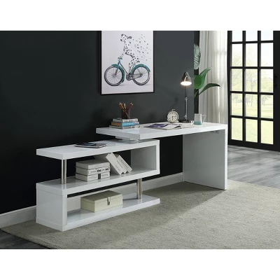 55" Buck II L Writing Desk White Finish - Acme Furniture 6 55" Buck II L Writing Desk White Finish - Acme Furniture - Image 4