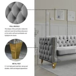 Living Room Modern Velvet Sofa With Button Tufted Square Arms And Metal Legs - ModernLuxe 26 Living Room Modern Velvet Sofa With Button Tufted Square Arms And Metal Legs - ModernLuxe -Furniture Hotsale Shop GUEST 5ec00262 1f39 4b49 a558 67f9eefea794