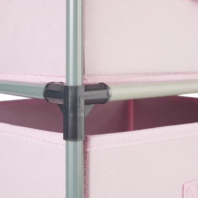 Juvale Fabric Drawer Dresser Storage Organizer Chest Tower With 4 Clothes Drawers Bins For Bedroom, Nursery, Closet, Pink 16.5x13 In 5 Juvale Fabric Drawer Dresser Storage Organizer Chest Tower With 4 Clothes Drawers Bins For Bedroom, Nursery, Closet, Pink 16.5x13 In - Image 3