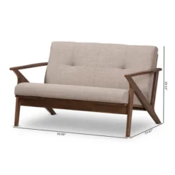 Bianca Mid-Modern Walnut Wood Fabric Tufted 2 Seater Loveseat Light Gray - Baxton Studio -Furniture Hotsale Shop GUEST 5ff8c6a2 bb07 4d4f 81ab 6c0801697306