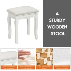 Costway Vanity Wood Makeup Dressing Table Stool 4 Drawers Black/White 15 Costway Vanity Wood Makeup Dressing Table Stool 4 Drawers Black/White -Furniture Hotsale Shop GUEST 610075fb 4bfb 46ef 8182 7ea988232087