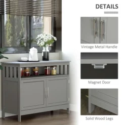 HOMCOM Kitchen Sideboard, Buffet Cabinet, Wooden Storage Console Table With 2-Level Cabinet And Open Shelf, Gray -Furniture Hotsale Shop GUEST 61265d0e b442 47a0 b62b 0e66ac28c15d