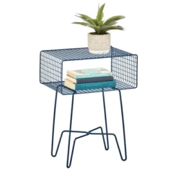 MDesign Modern Farmhouse Home Decor End Table, Wire Grid Storage Shelf -Furniture Hotsale Shop GUEST 6149e0ee 7d0a 45ef 9974 253cf5e53ba3