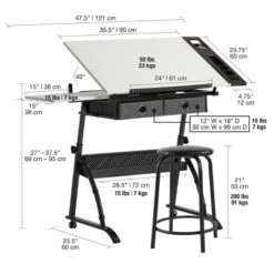 Core Drawing Table And Stool Set Charcoal Black/White - Studio Designs -Furniture Hotsale Shop GUEST 6196a32c e576 4d20 a4d7 3255f6d054a7